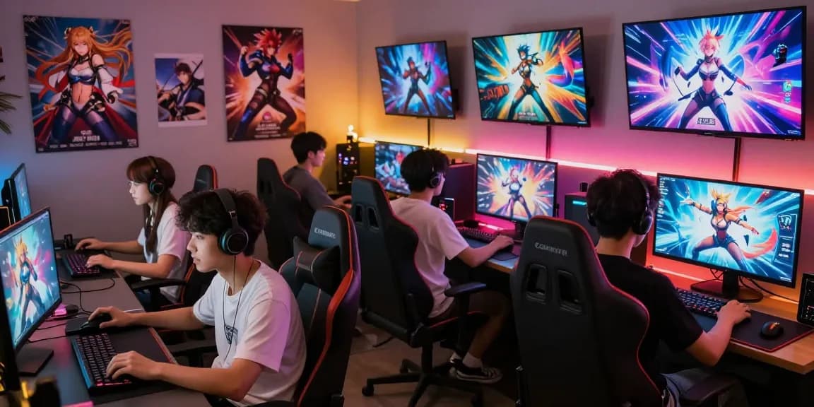 Dynamic gaming scene featuring players enjoying engaging hentai games