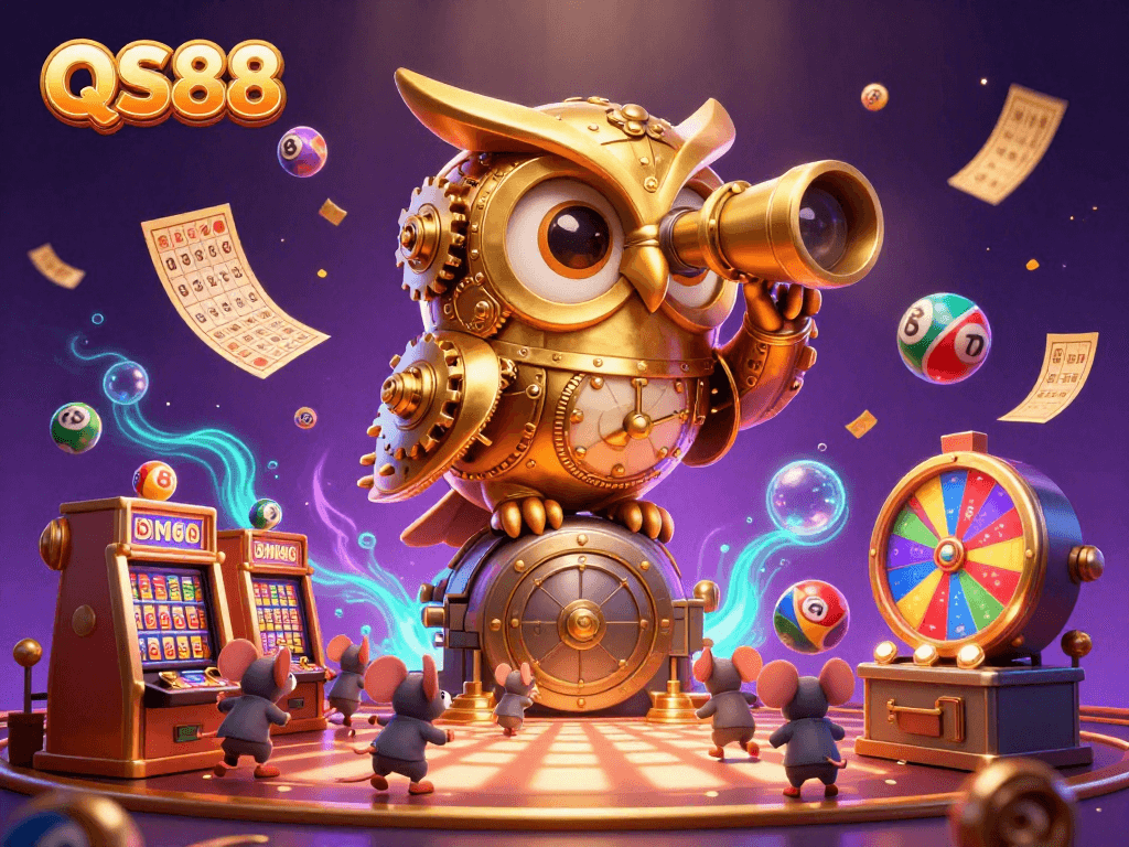 Experience the thrill at QS88 with a colorful abundance of casino elements and vibrant energy.