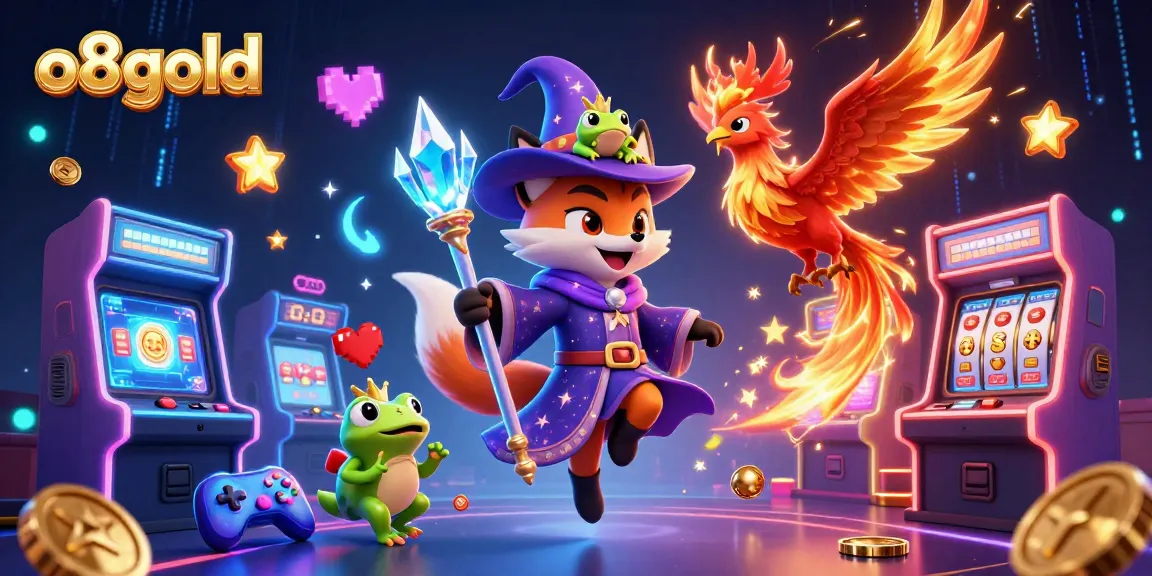Engage in slots and jackpots with o8gold through a vibrant 3D illustration highlighting excitement.