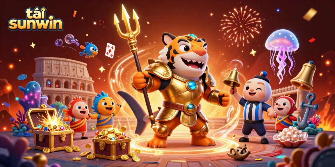 Experience exciting gameplay in tải sunwin with a vibrant underwater casino scene showcasing dynamic characters and treasure.